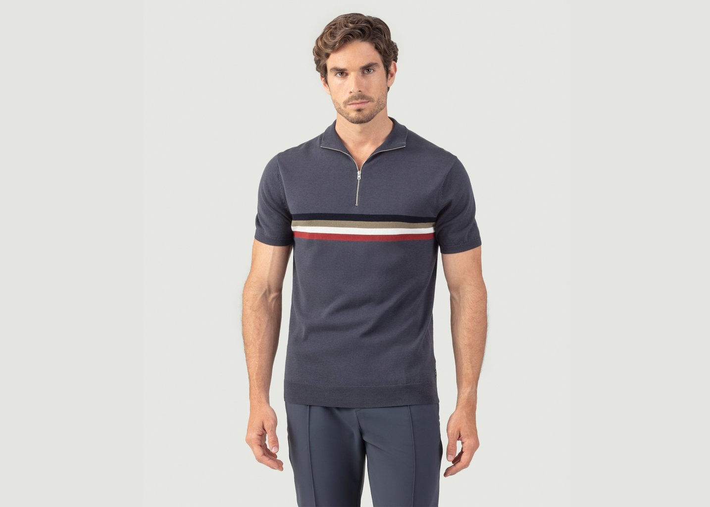 L'exception Polo En Coton Et Soie Anthracite Ron Dorff