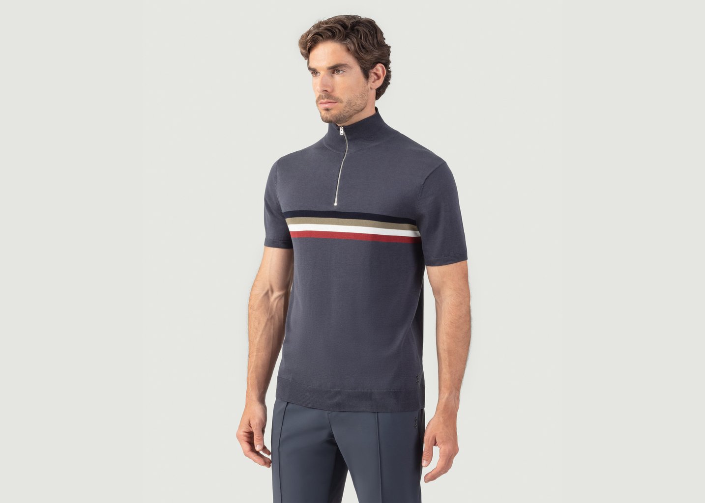 L'exception Polo En Coton Et Soie Anthracite Ron Dorff