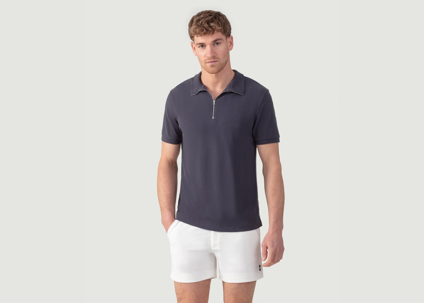 L'exception Polo En Coton Piqué Avec Passepoil Anthracite Ron Dorff