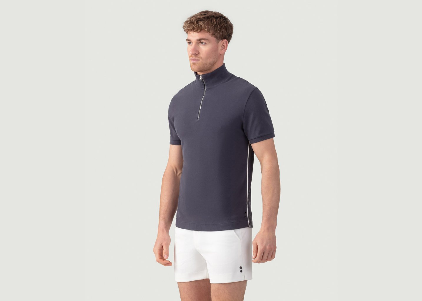 L'exception Polo En Coton Piqué Avec Passepoil Anthracite Ron Dorff