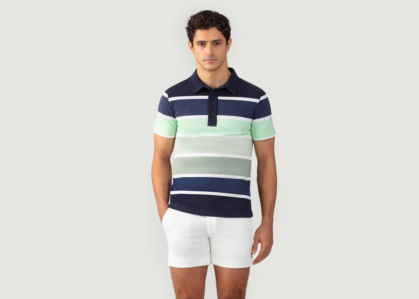 l'exception Polo en coton piqué Bleu Marine Ron Dorff