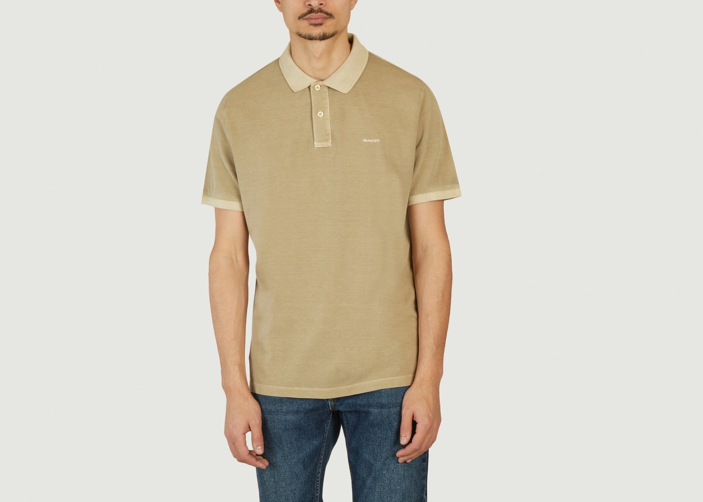 L'exception Polo En Coton Piqué Sunfaded Khaki Gant