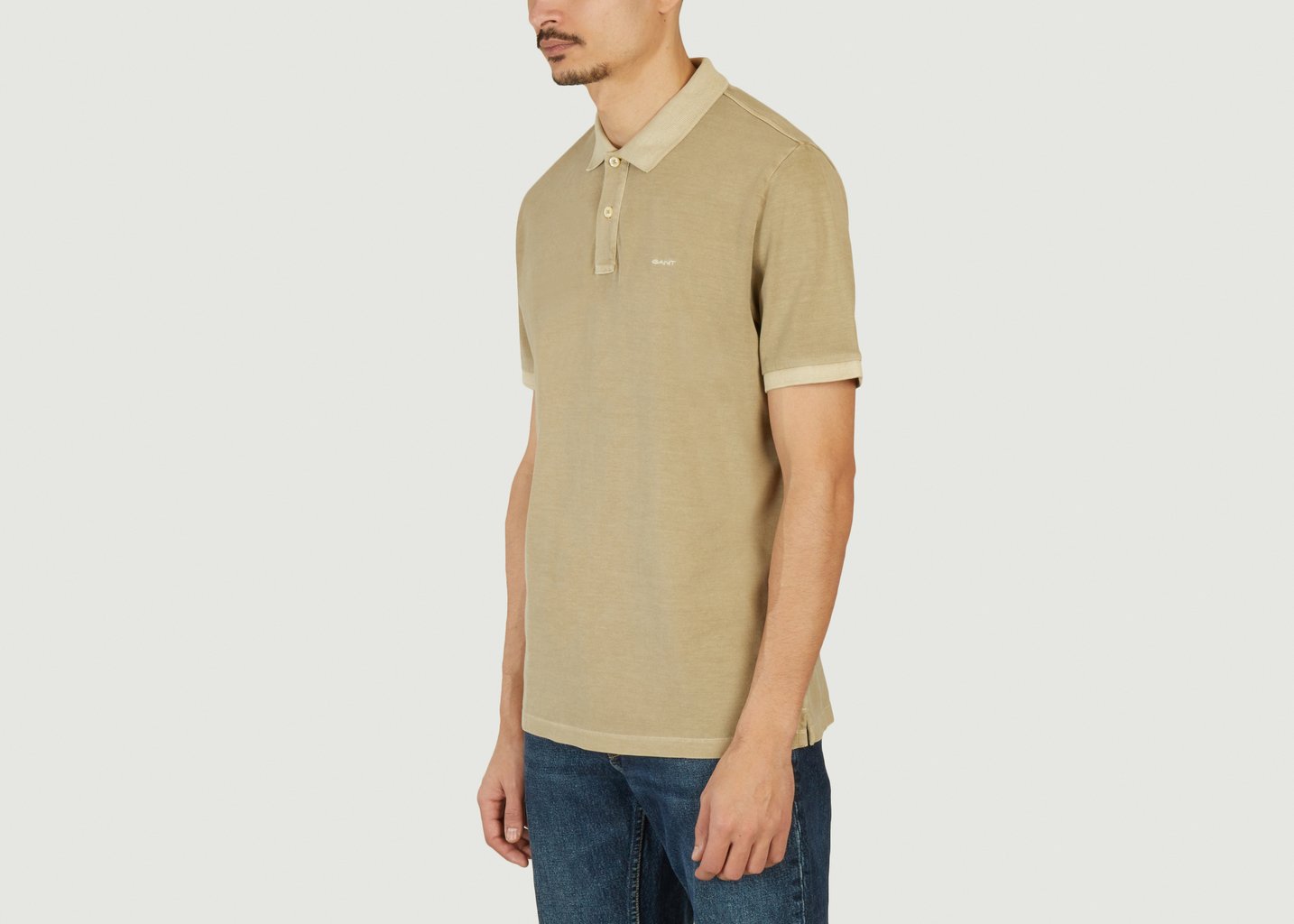 L'exception Polo En Coton Piqué Sunfaded Khaki Gant