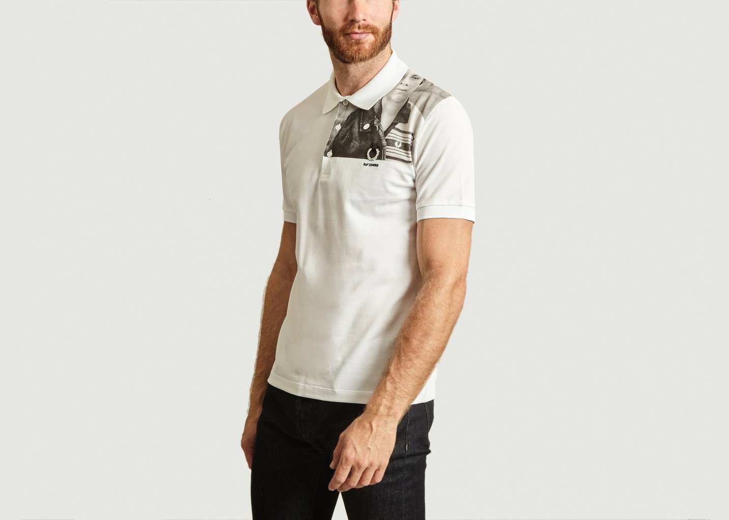 L'exception Polo En Piqué Imprimé George Plemper Blanc Fred Perry X Raf Simons