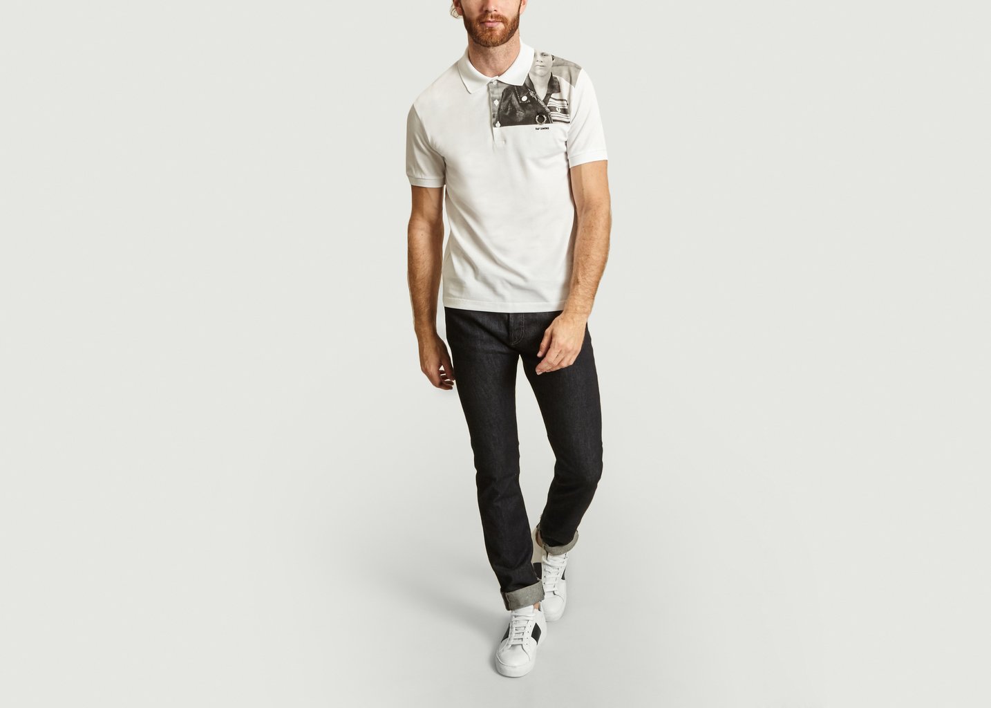 L'exception Polo En Piqué Imprimé George Plemper Blanc Fred Perry X Raf Simons