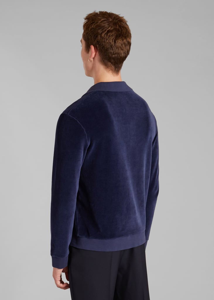 L'exception Polo En Velours Rasé En Coton Bio Bleu Pétrole L'Exception Paris