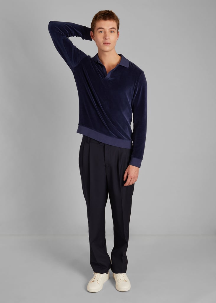 L'exception Polo En Velours Rasé En Coton Bio Bleu Pétrole L'Exception Paris