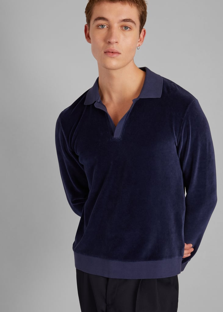 L'exception Polo En Velours Rasé En Coton Bio Bleu Pétrole L'Exception Paris