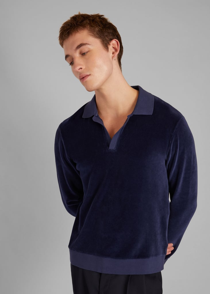 l'exception Polo en velours rasé en coton bio Bleu Pétrole L'Exception Paris