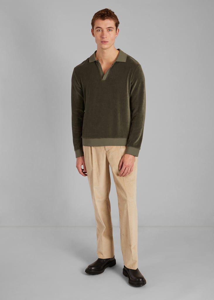 L'exception Polo En Velours Rasé En Coton Bio Khaki L'Exception Paris