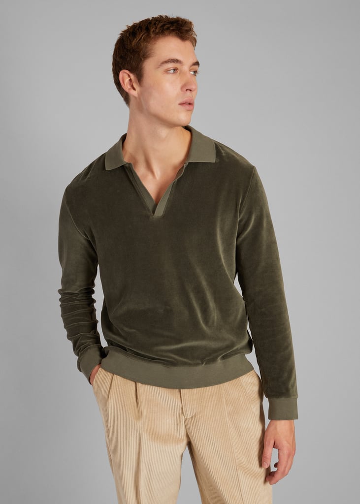 l'exception Polo en velours rasé en coton bio Khaki L'Exception Paris