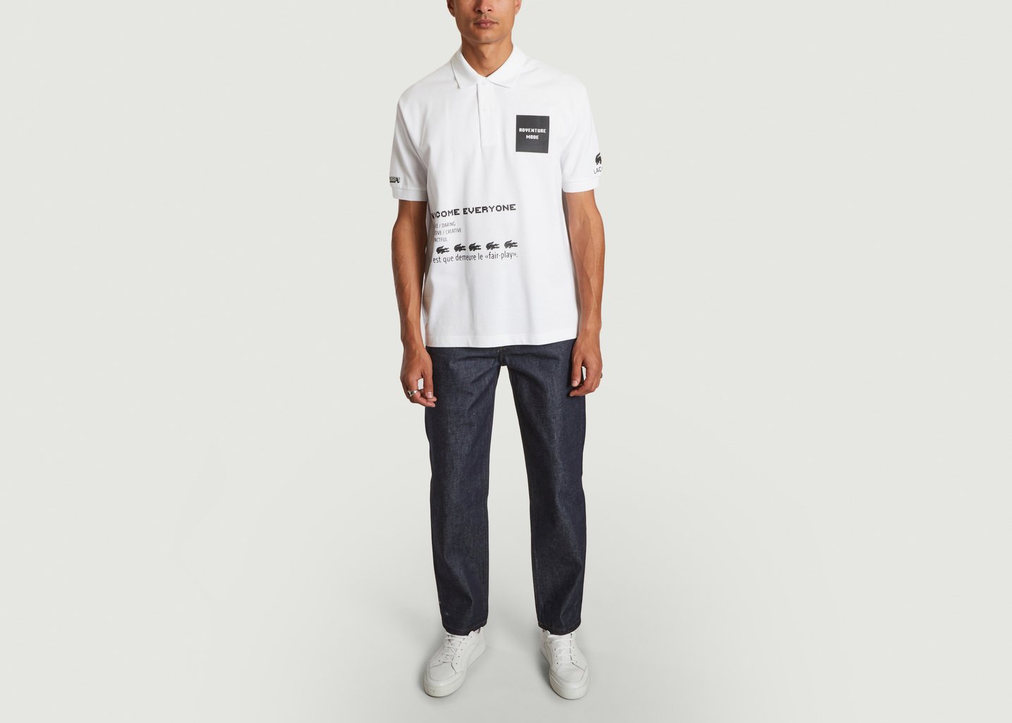 L'exception Polo Imprimé En Coton Bio Lacoste Live X Minecraft Blanc Lacoste