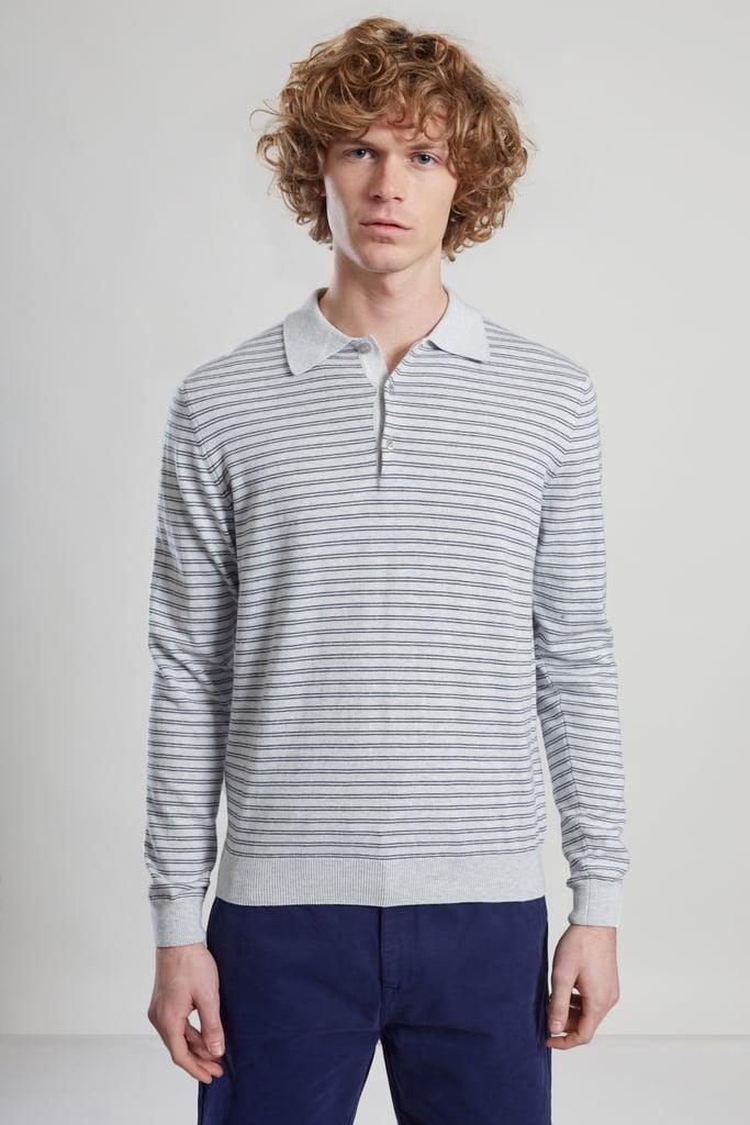 L'exception Polo Manches Longues Rayé Gris Léger L'Exception Paris
