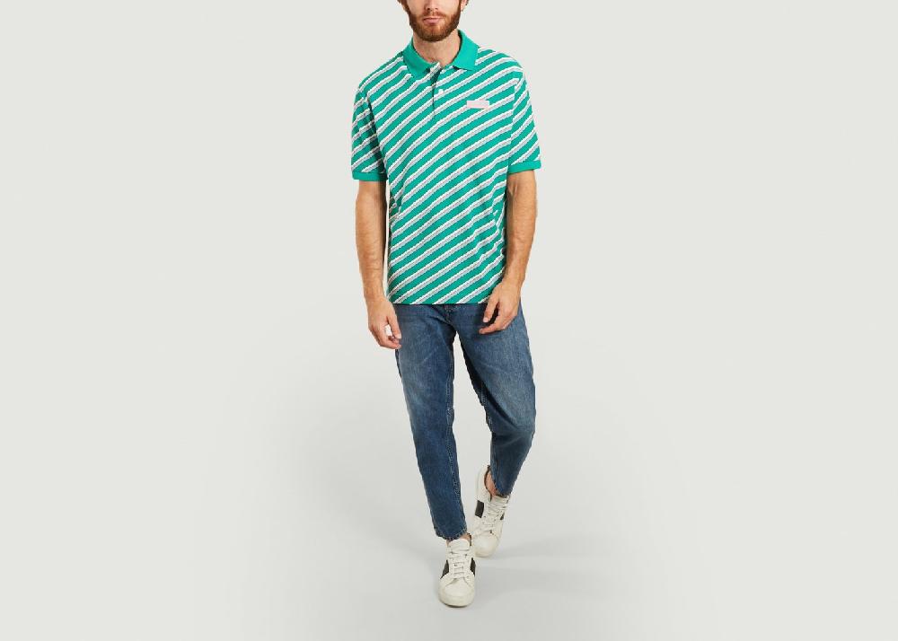 L'exception Polo Rayé Coupe Loose Vert Lacoste Live