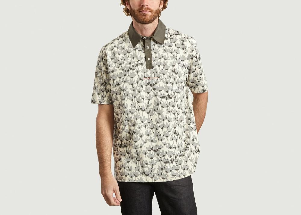 l'exception Polo Riso à fleurs Gris Band Of Outsiders