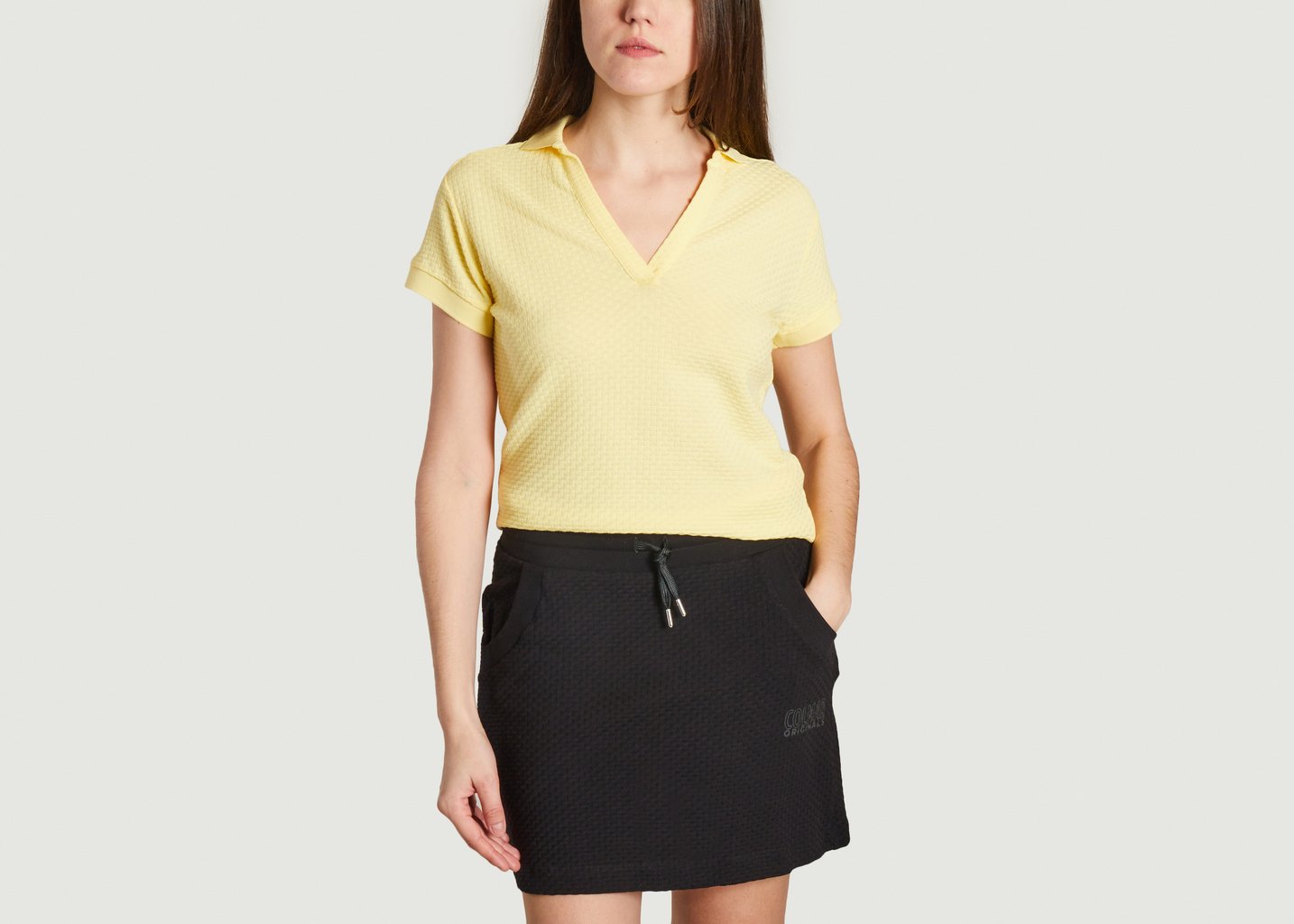 L'exception Polo Uni En Jacquard Torsadé Jaune Colmar