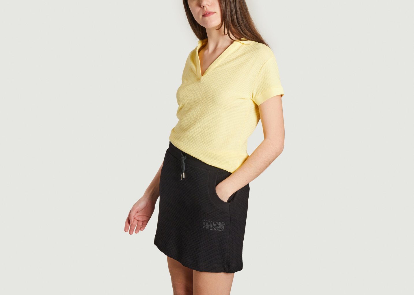 L'exception Polo Uni En Jacquard Torsadé Jaune Colmar