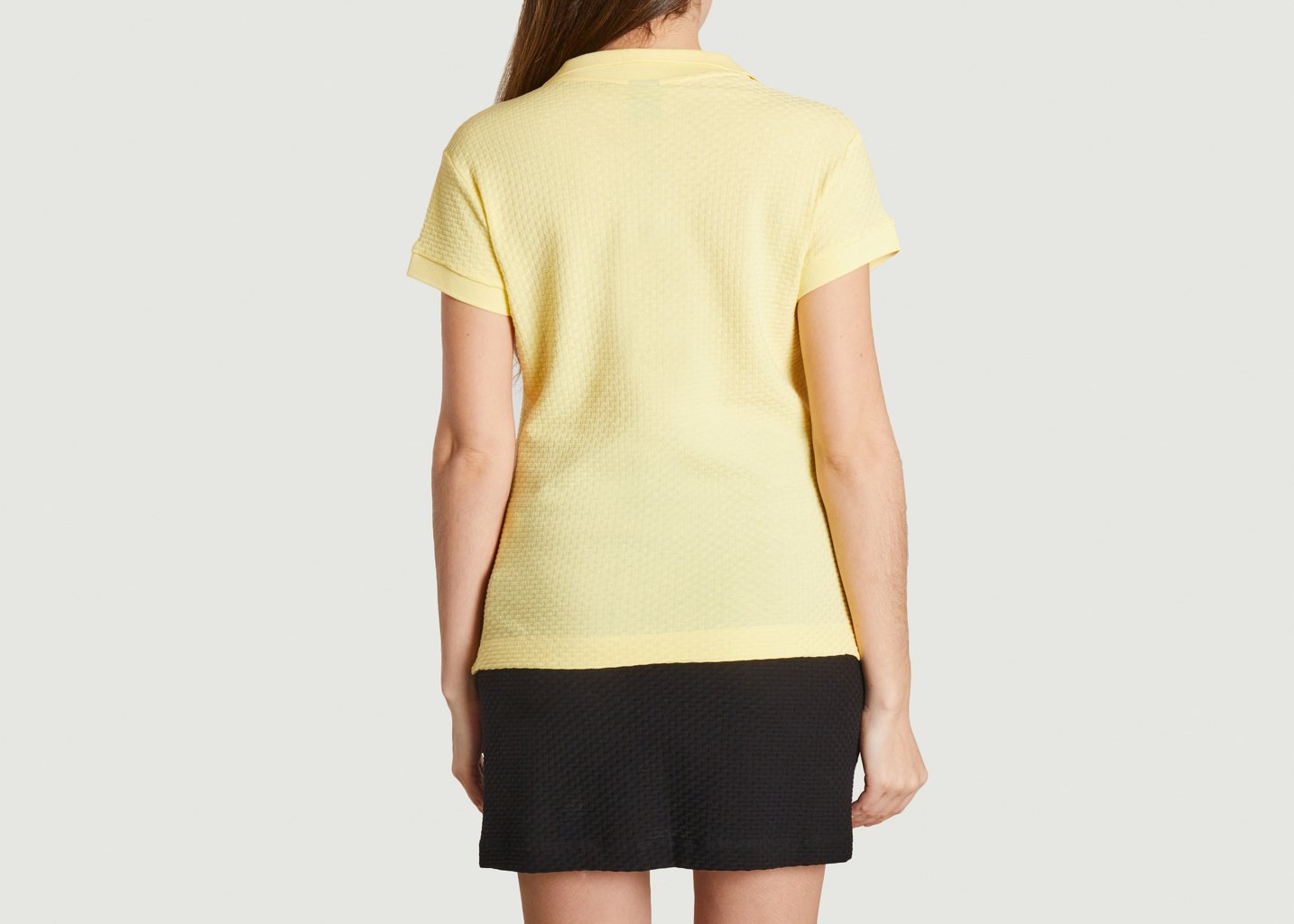 L'exception Polo Uni En Jacquard Torsadé Jaune Colmar