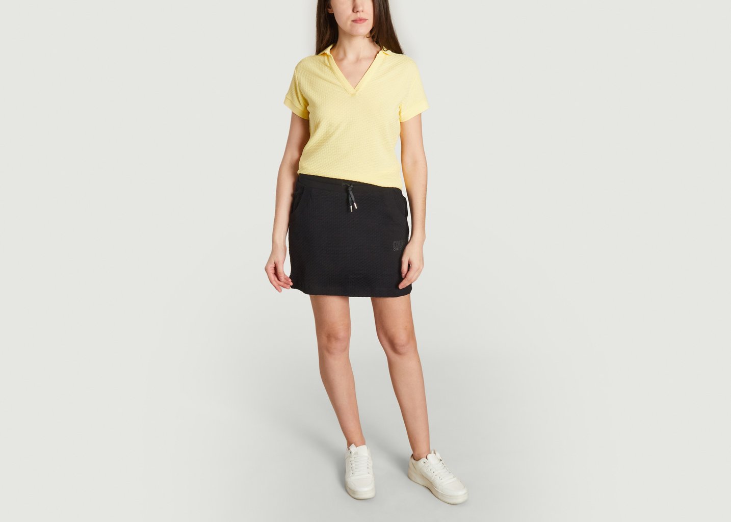 l'exception Polo uni en jacquard torsadé Jaune Colmar