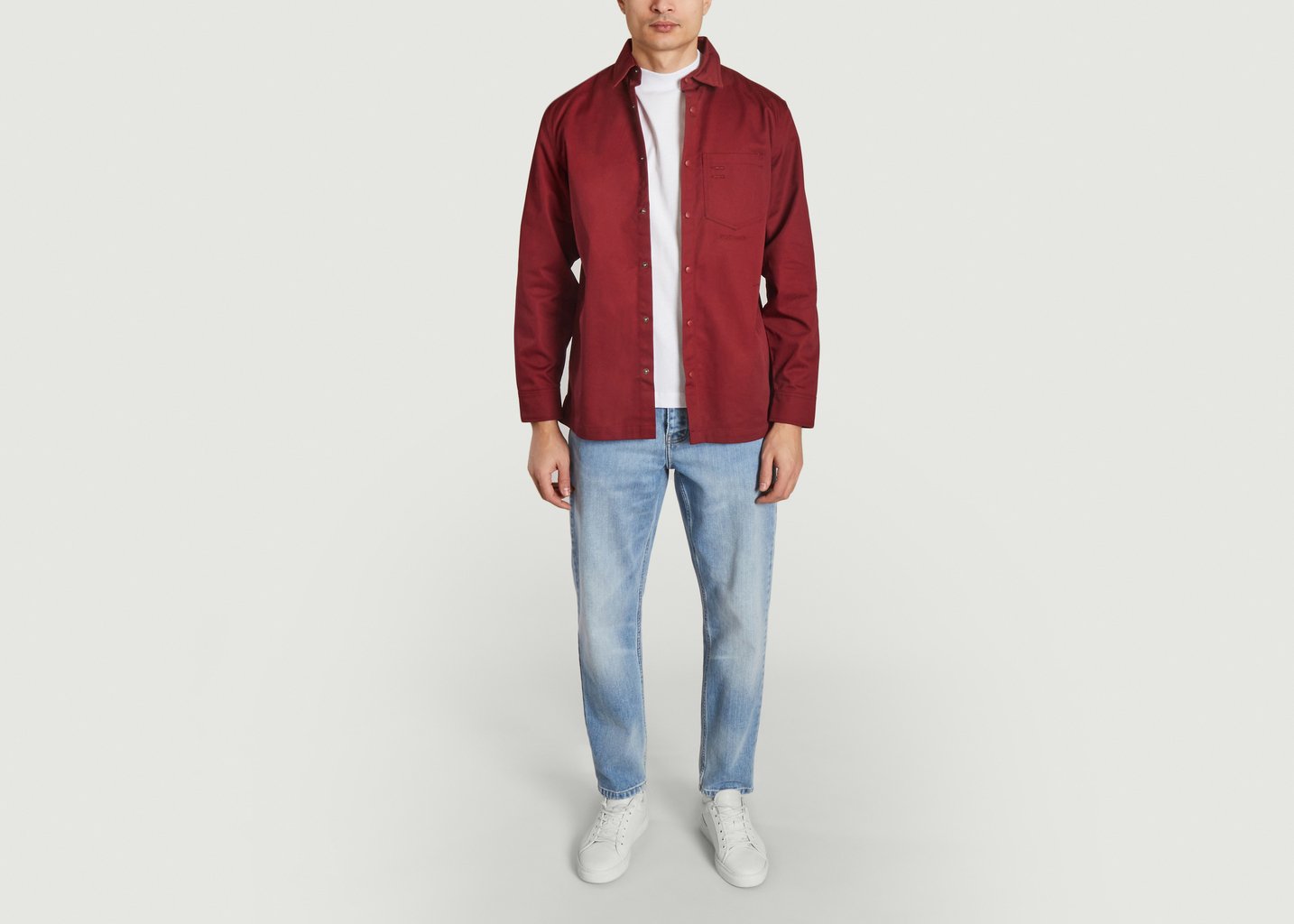 L'exception Polycotton Collared Snap Shirt Bordeaux M.C. Overalls