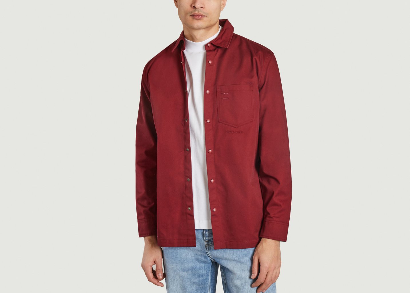 l'exception Polycotton Collared Snap Shirt Bordeaux M.C. Overalls