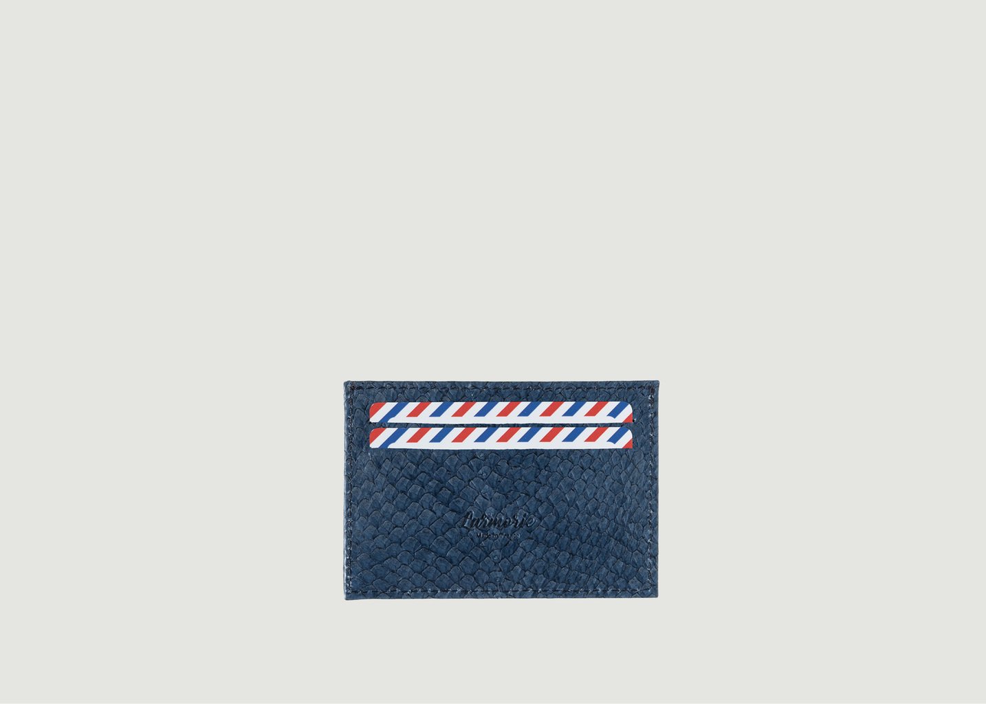 l'exception Porte cartes cuir de poisson et nubuck Georges Bleu Larmorie