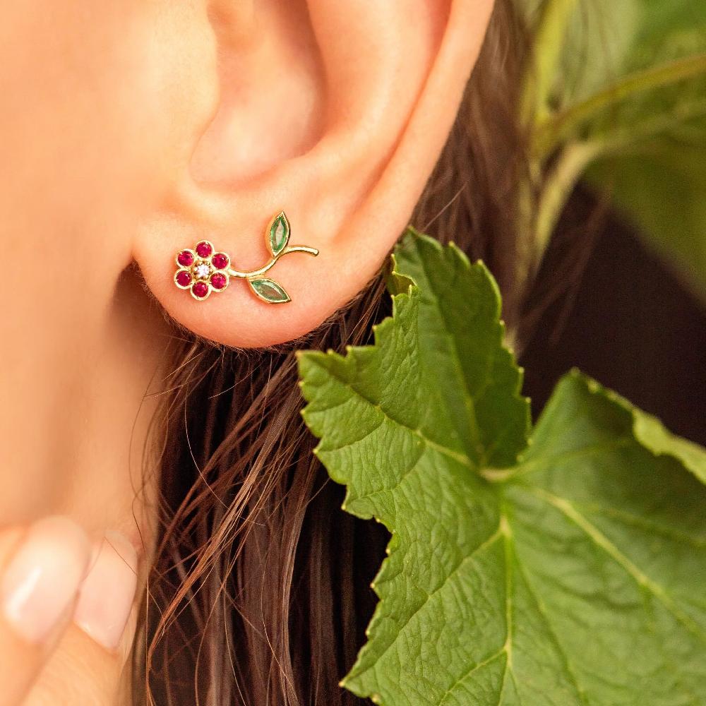 L'exception Puce D'oreille Miniflower Or Sophie D'Agon