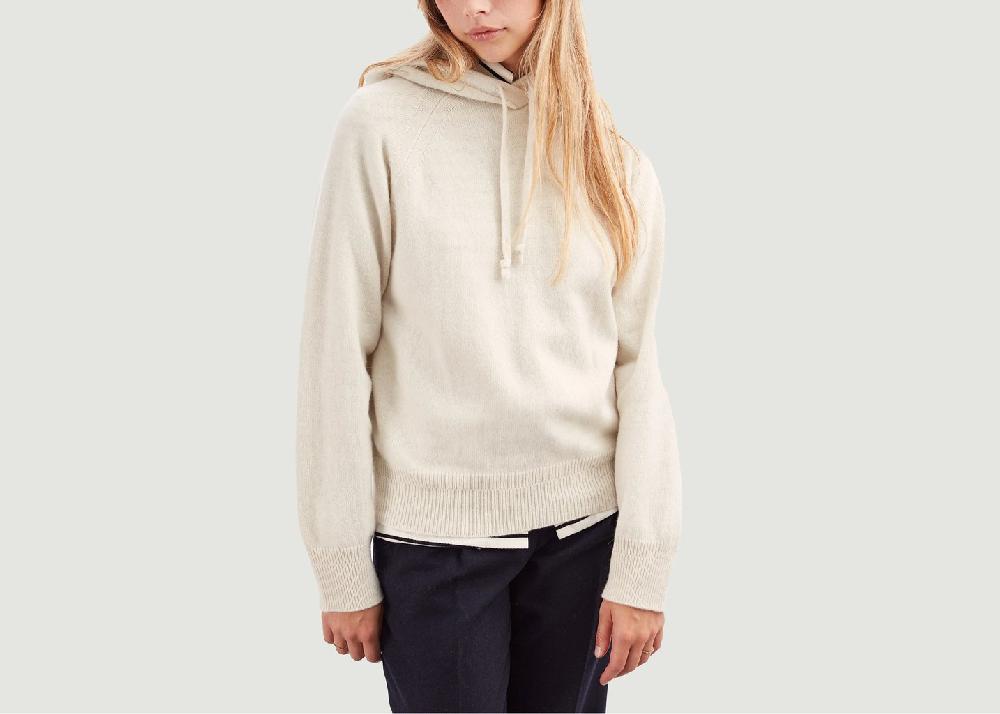 l'exception Pull à Capuche en Cachemire Blanc Tricot