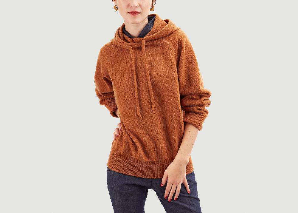 l'exception Pull à Capuche en Cachemire Ocre Tricot
