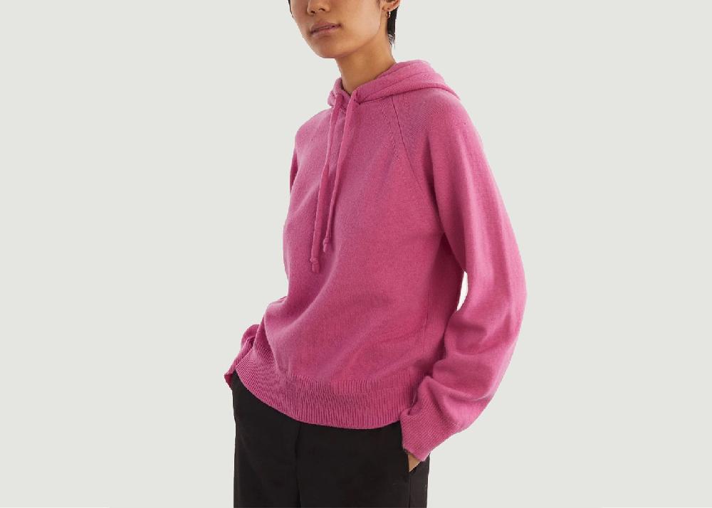 l'exception Pull à Capuche en Cachemire Rose Tricot