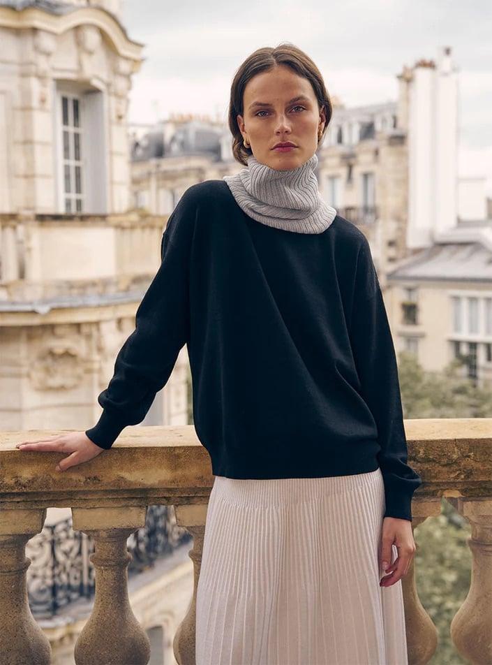 L'exception Pull Agathe Noir Lafrançaise Mailles In France