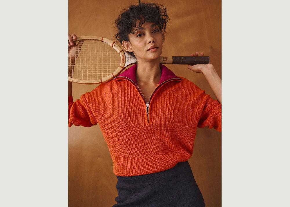 L'exception Pull Agnès Orange Lafrançaise Mailles In France