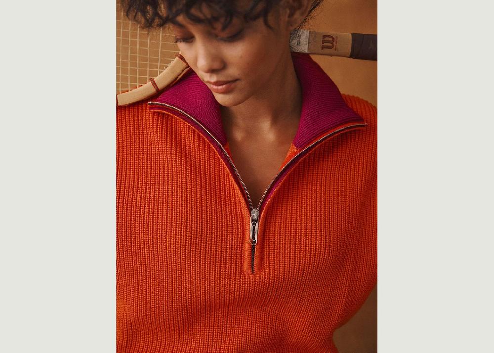 L'exception Pull Agnès Orange Lafrançaise Mailles In France