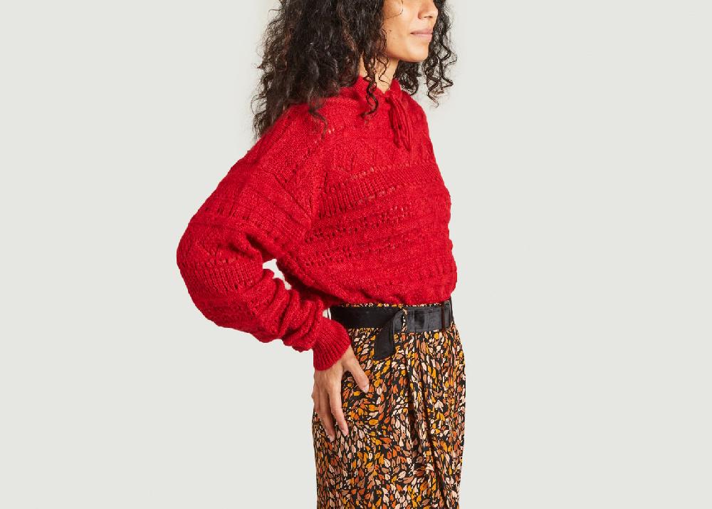 L'exception Pull Ajouré à Capuche Pertinent Framboise La Petite Française