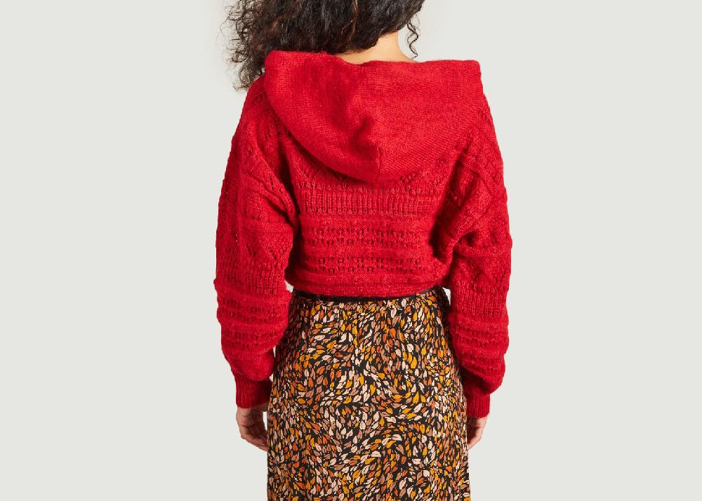 L'exception Pull Ajouré à Capuche Pertinent Framboise La Petite Française