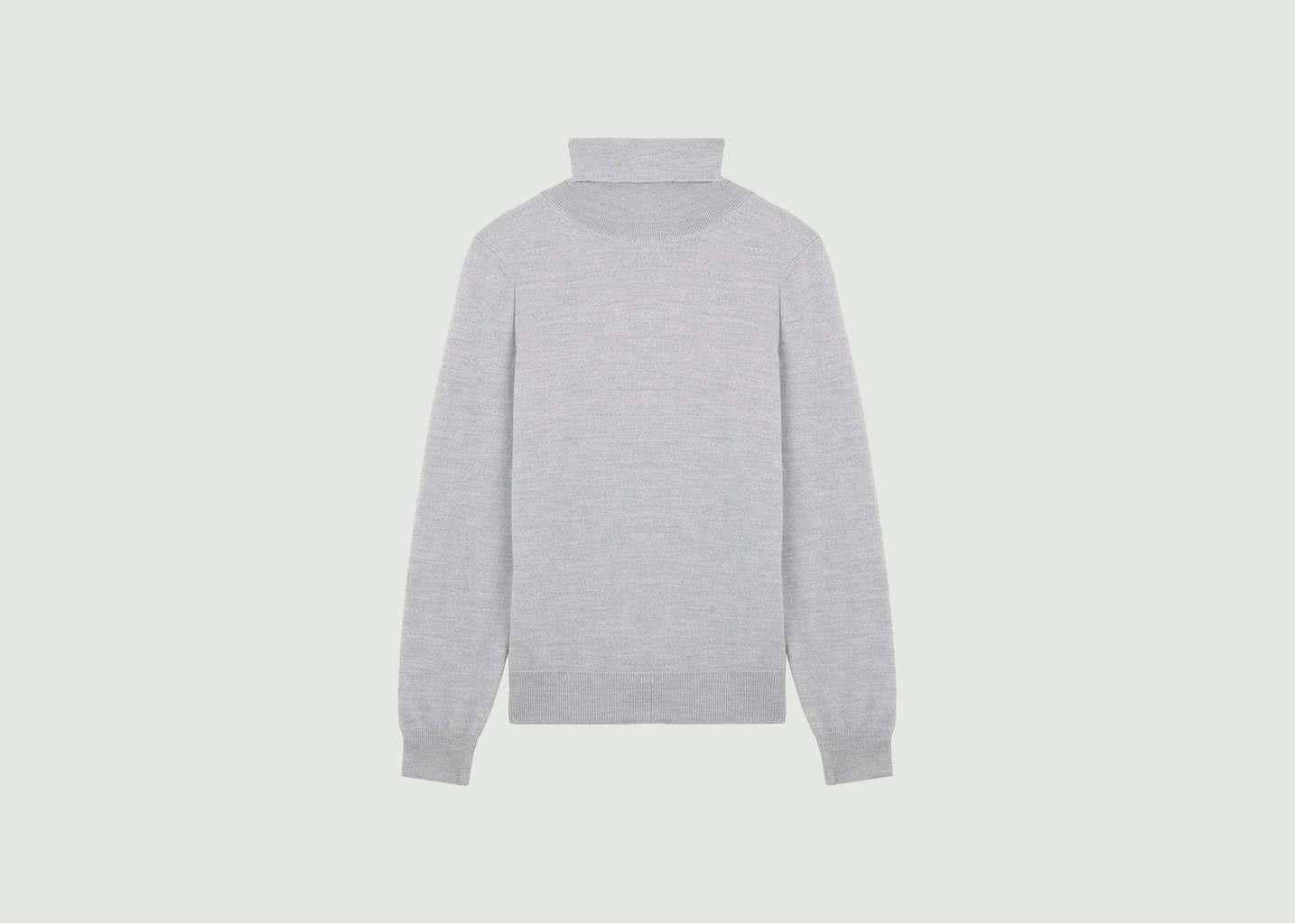 l'exception Pull ajusté col roulé en laine mérinos Bergen Gris Léger noyoco