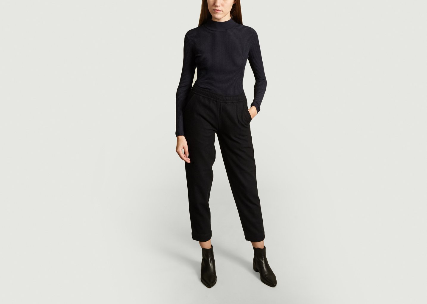 L'exception Pull Chaussette Col Cheminée Bleu Marine Folk