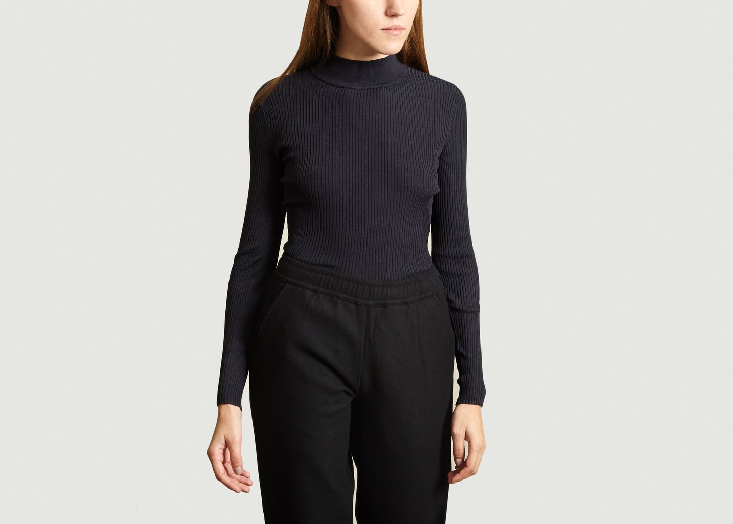 l'exception Pull Chaussette Col Cheminée Bleu Marine Folk