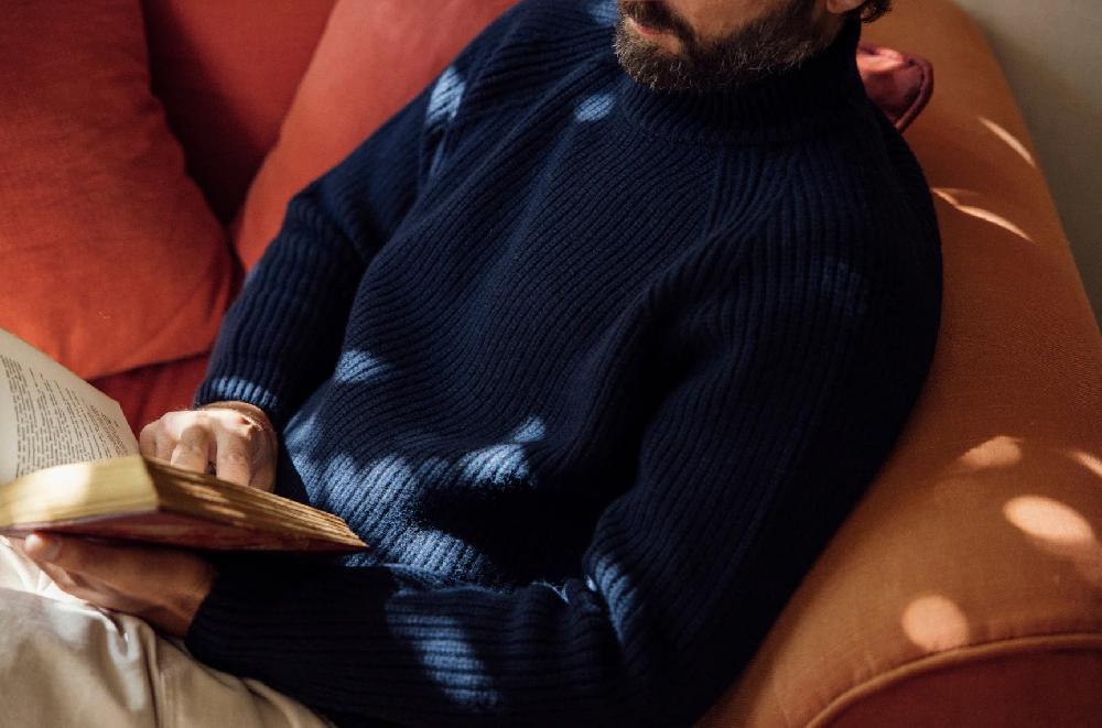 L'exception Pull Col Cheminée James Bleu Marine Forlife