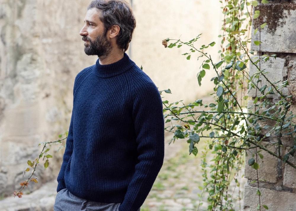 l'exception Pull Col Cheminée James Bleu Marine Forlife