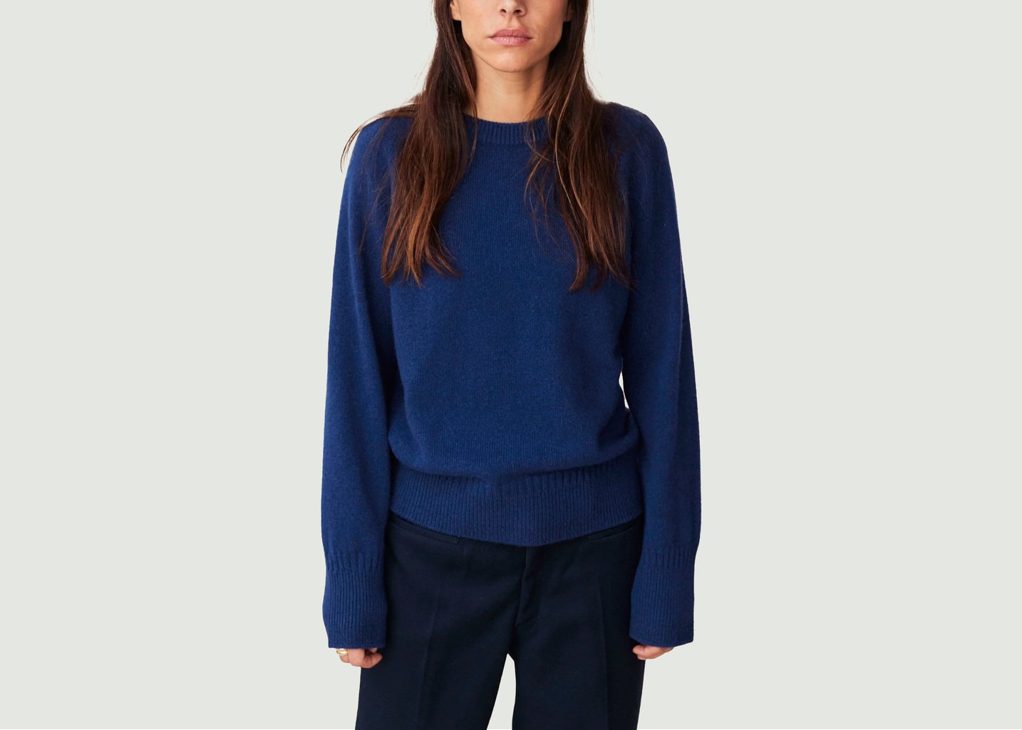 L'exception Pull Col Rond En Cachemire Bleu Marine Tricot