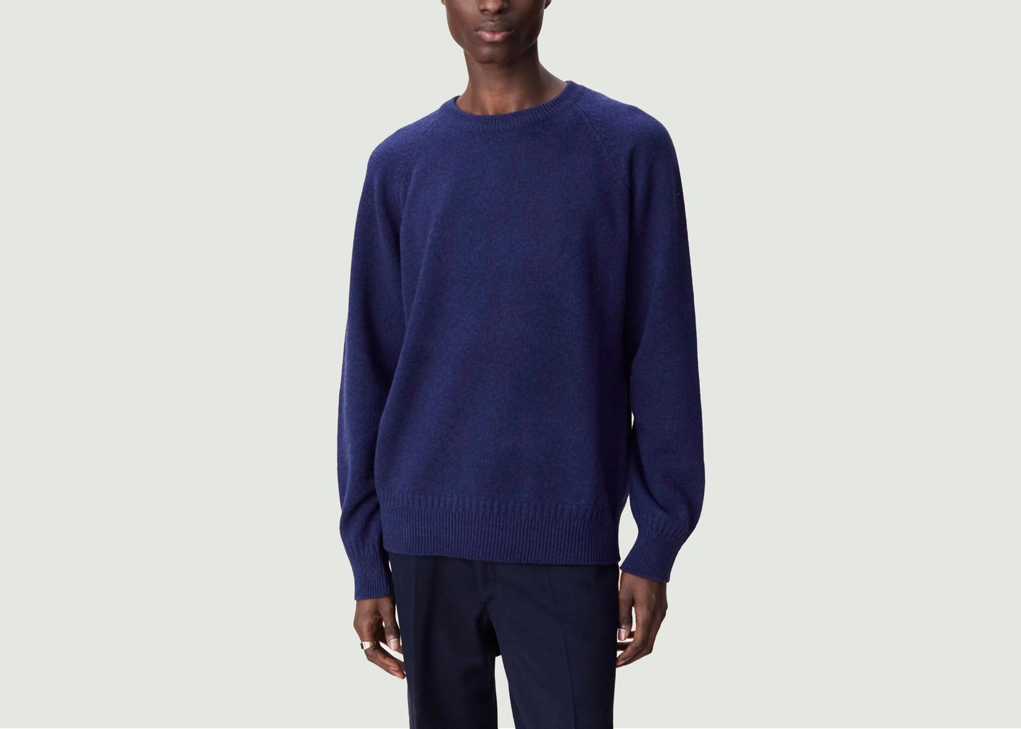 L'exception Pull Col Rond En Cachemire Bleu Marine Tricot