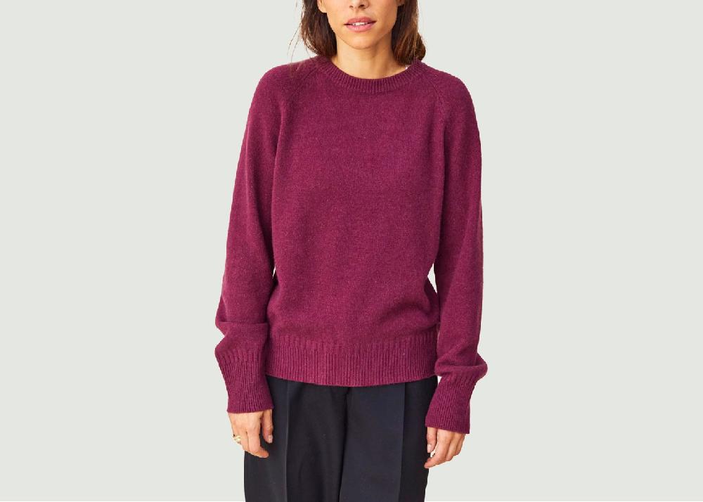 L'exception Pull Col Rond En Cachemire Bordeaux Tricot