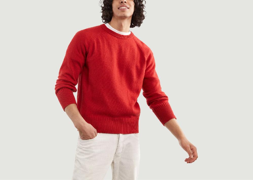 l'exception Pull col rond en cachemire Rouge Tricot