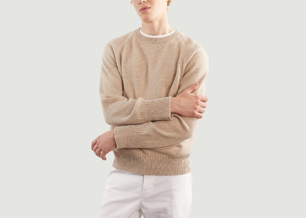 l'exception Pull col rond en cachemire Sable Tricot