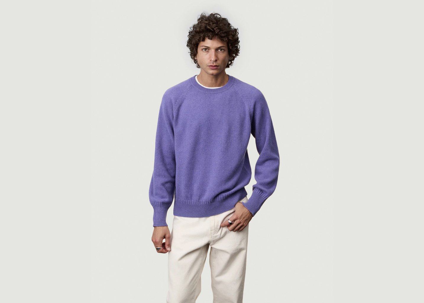 l'exception Pull col rond en cachemire Violet Tricot