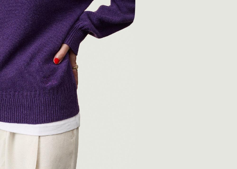 L'exception Pull Col Rond En CachemireX Léo Walk Violet Tricot