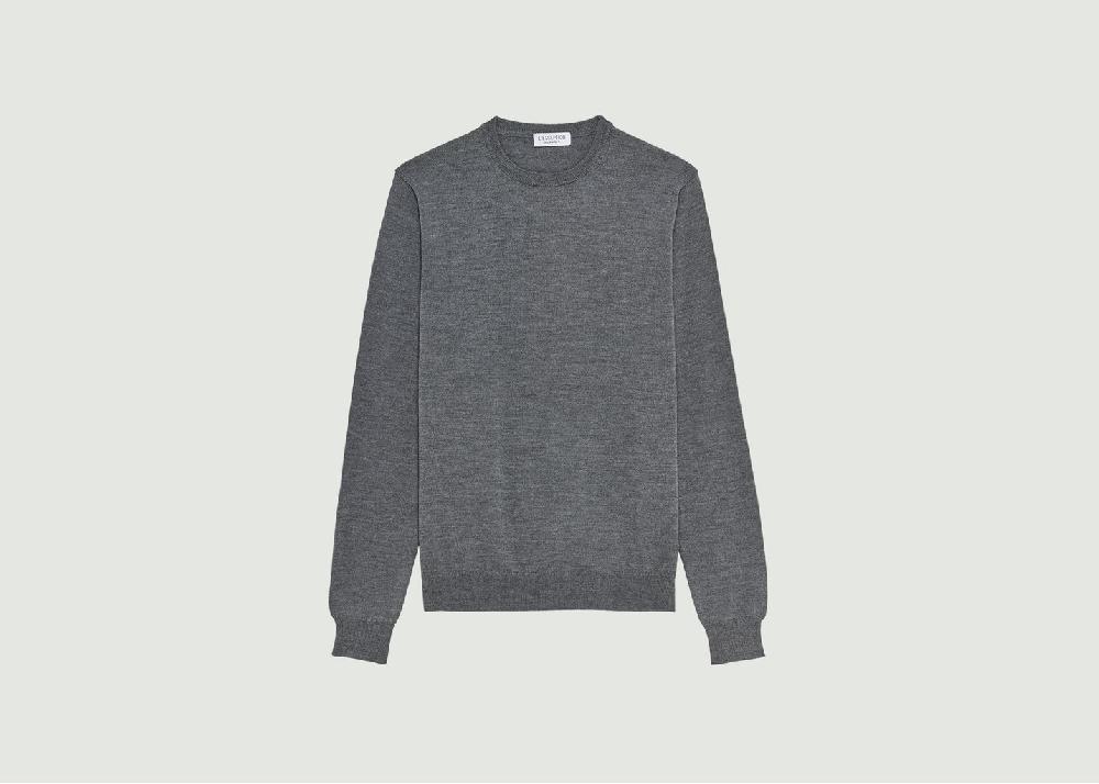 l'exception Pull col rond en laine mérinos Anthracite L'Exception Paris