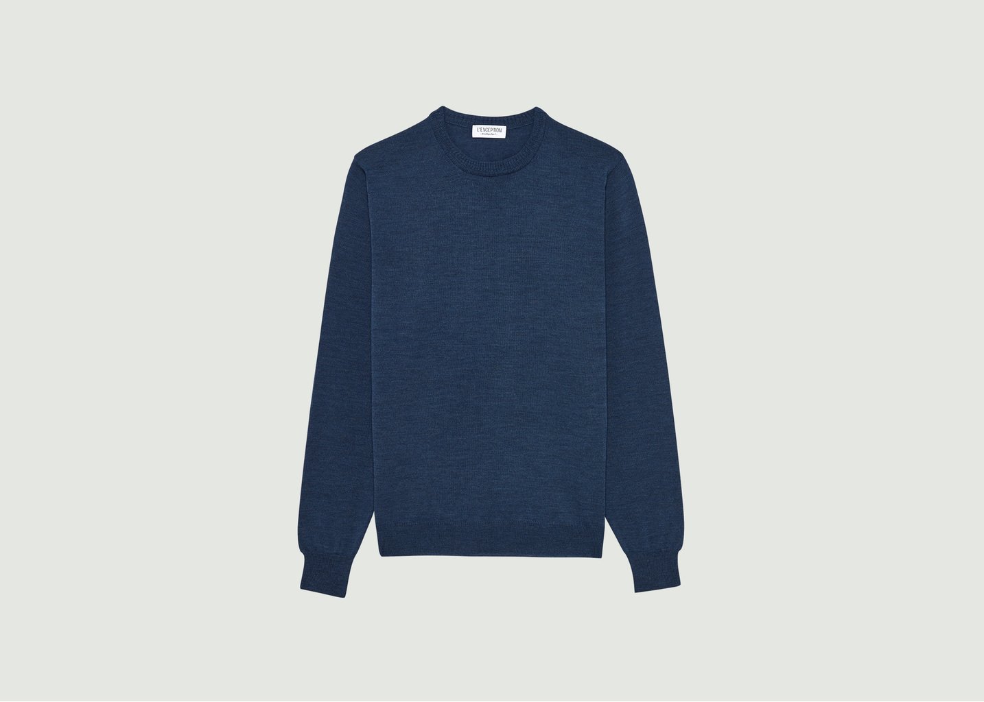 l'exception Pull col rond en laine mérinos Bleu Pétrole L'Exception Paris