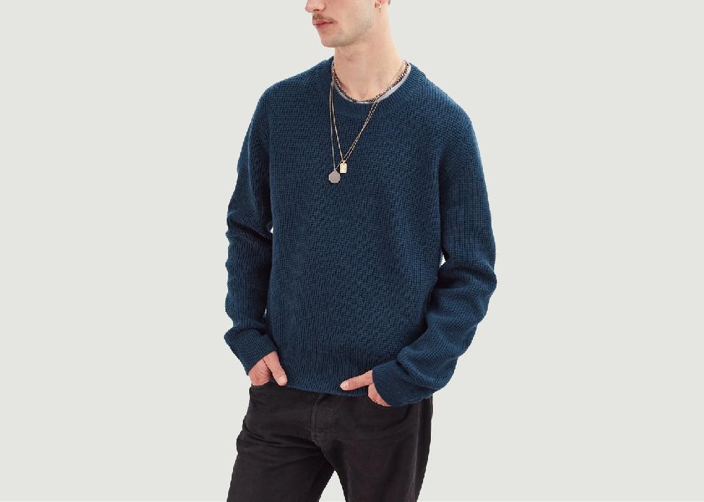 l'exception Pull col rond laine & cachemire Bleu Marine Tricot